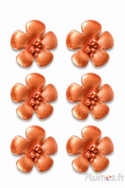 Fleur en cuir - Ø 2 cm - bronze